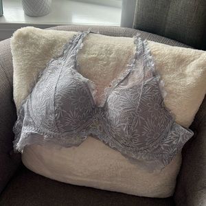 Grey Halter Lace Bralette